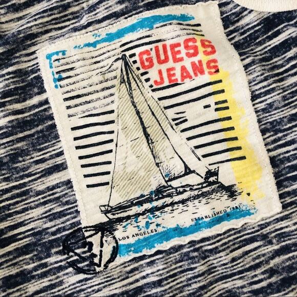 Guess onesie one-piece striped sailboat blue white sleeveless - Picture 3 of 5